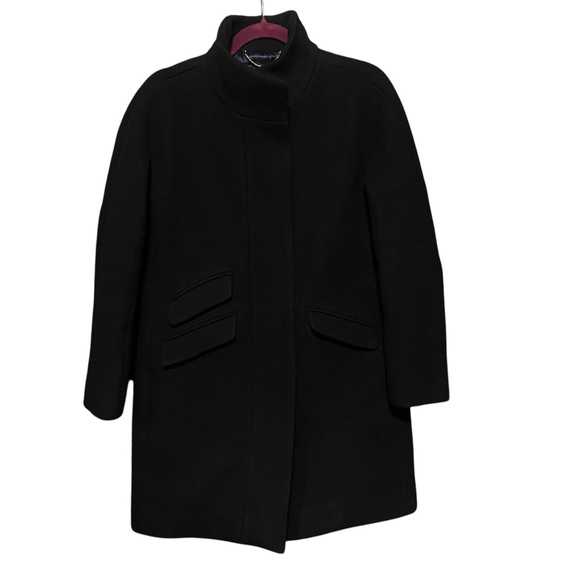 J. Crew Italian Stadium‎ Cloth Black Wool Cocoon Coat Size 4P Classic Fall - Picture 6 of 12